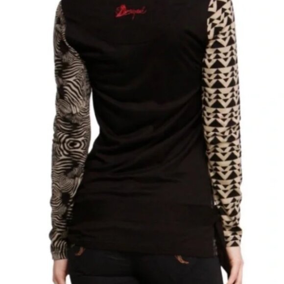 Desigual Long Sleeve Abstract Top Size L - Picture 2 of 13